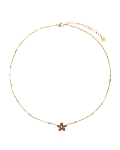 My Jewellery KETTING MET BRUINE STRASS BLOEM