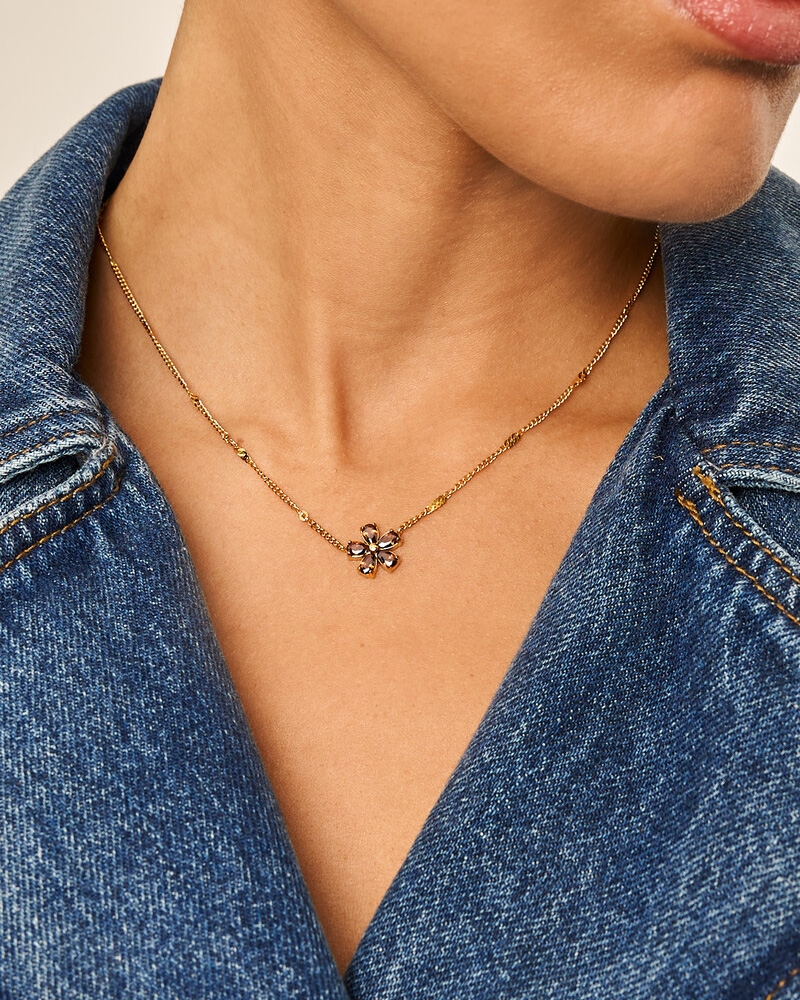 KETTING MET BRUINE STRASS BLOEM