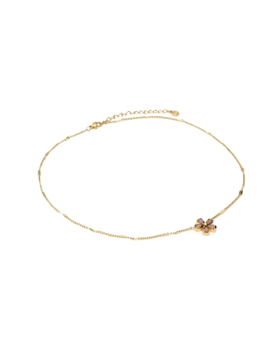 KETTING MET BRUINE STRASS BLOEM