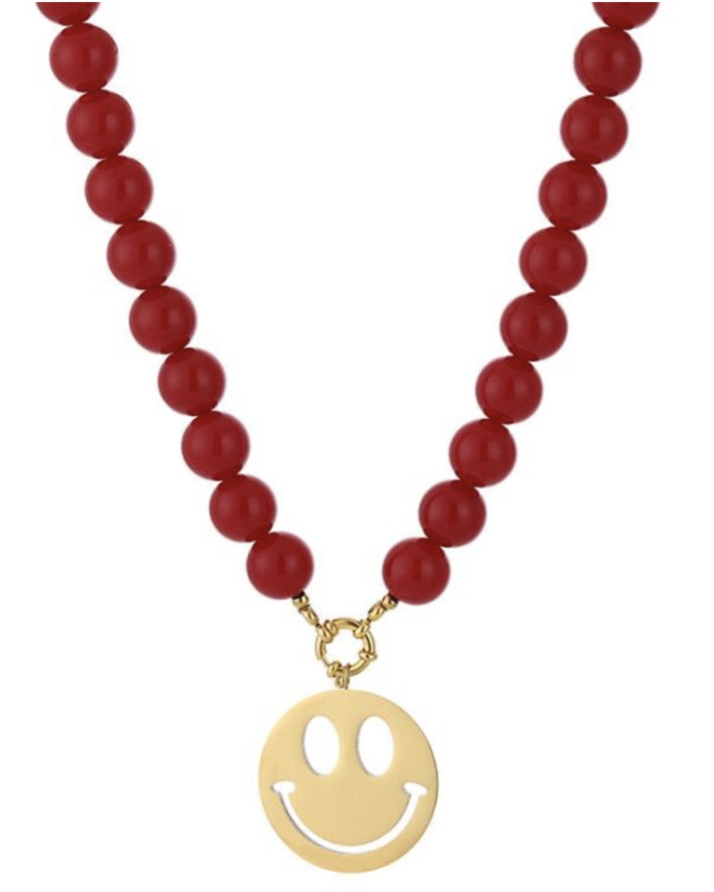 KRALENKETTING SMILEY BORDEAUX ROOD