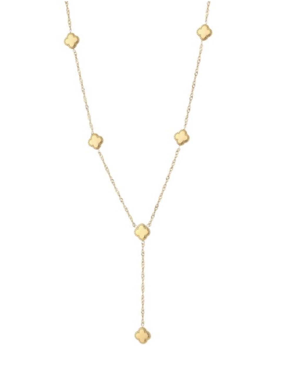 Y-KETTING MET KLAVERS GOUD