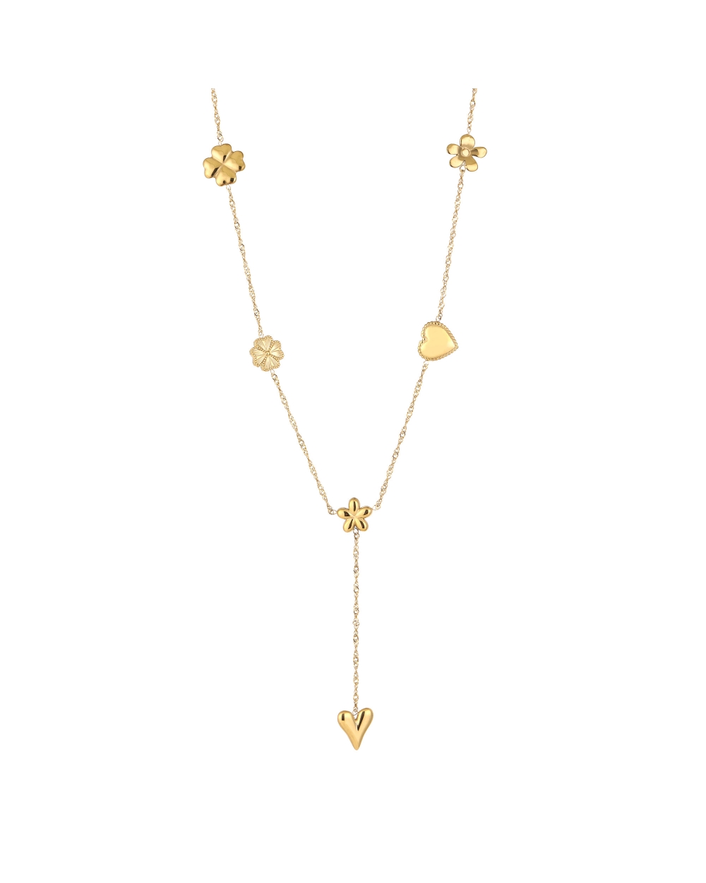 Y-KETTING MET BEDELS GOUD