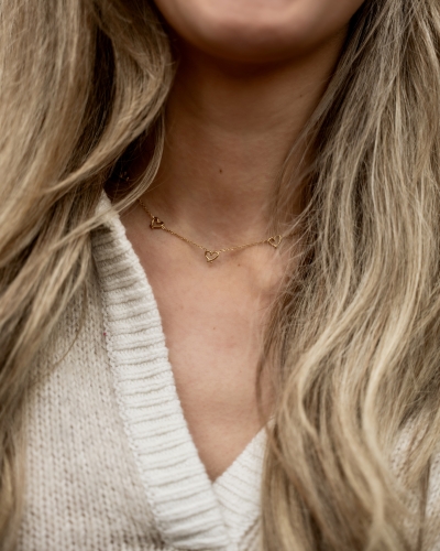 Gossip KETTING MET 5 OPEN HARTJES GOUD