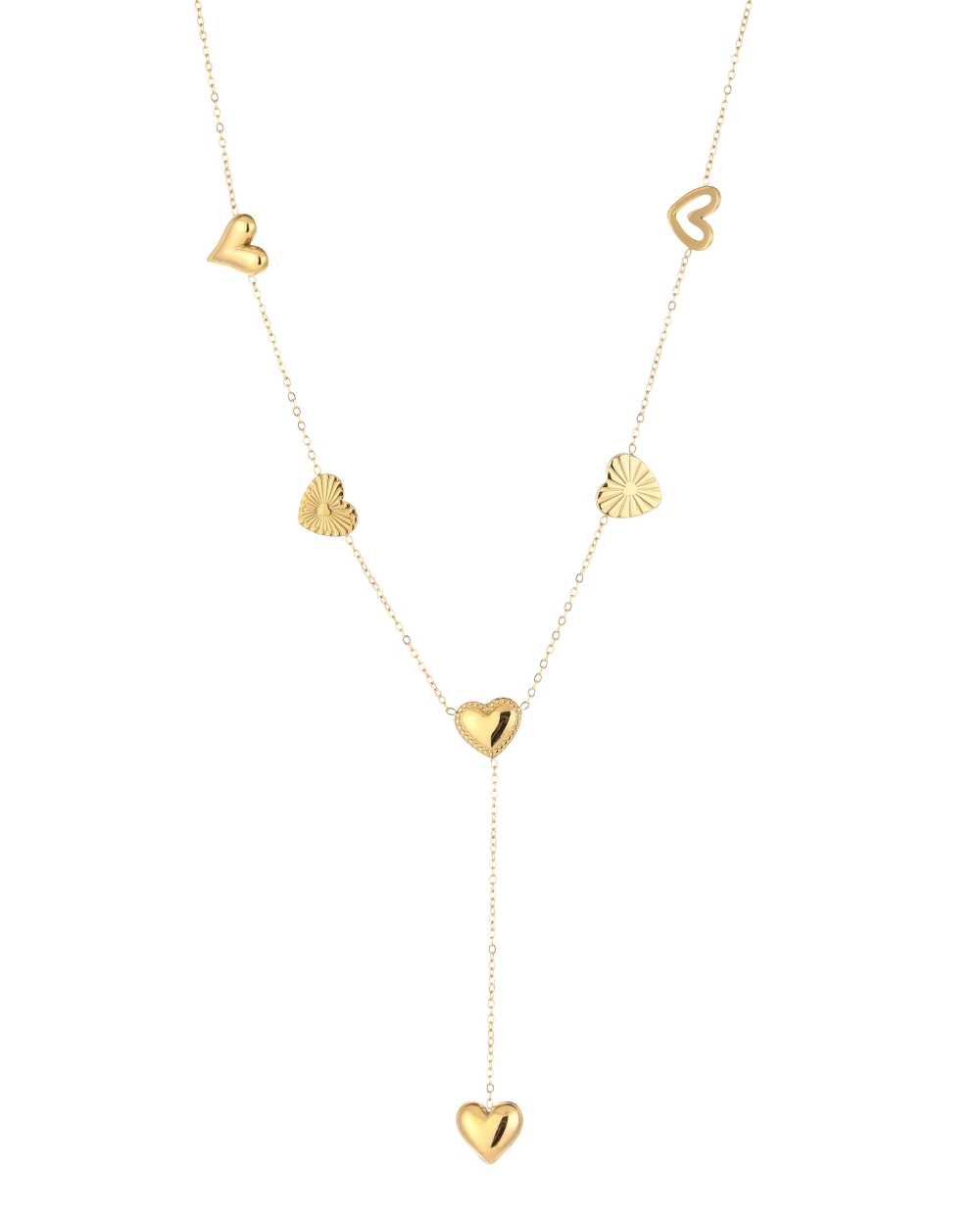 Y-KETTING MET HARTJES GOUD
