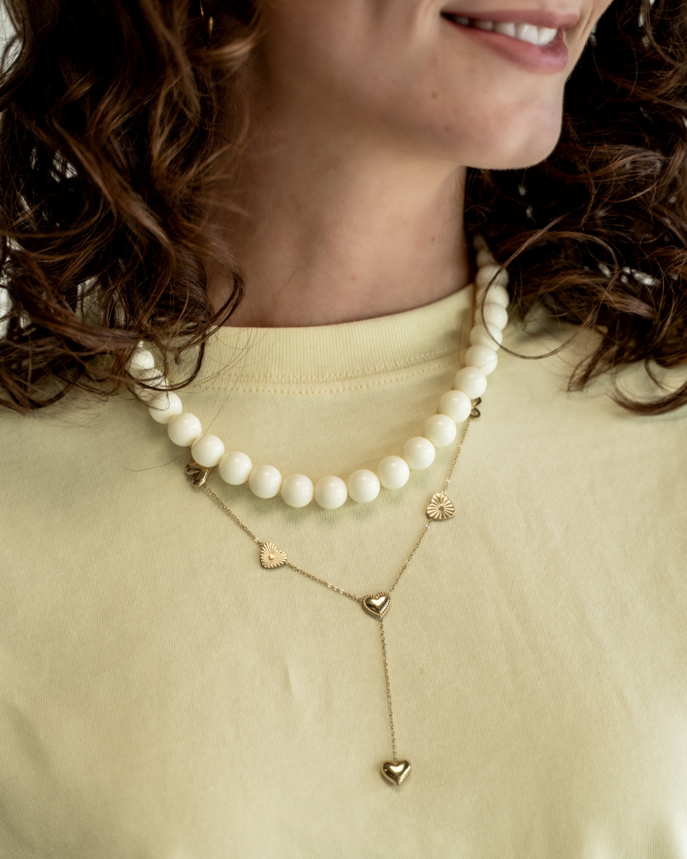 Y-KETTING MET HARTJES GOUD