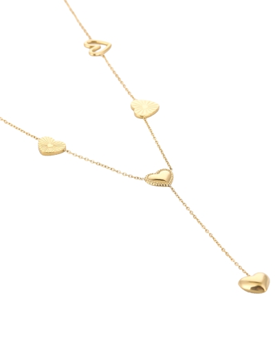Y-KETTING MET HARTJES GOUD