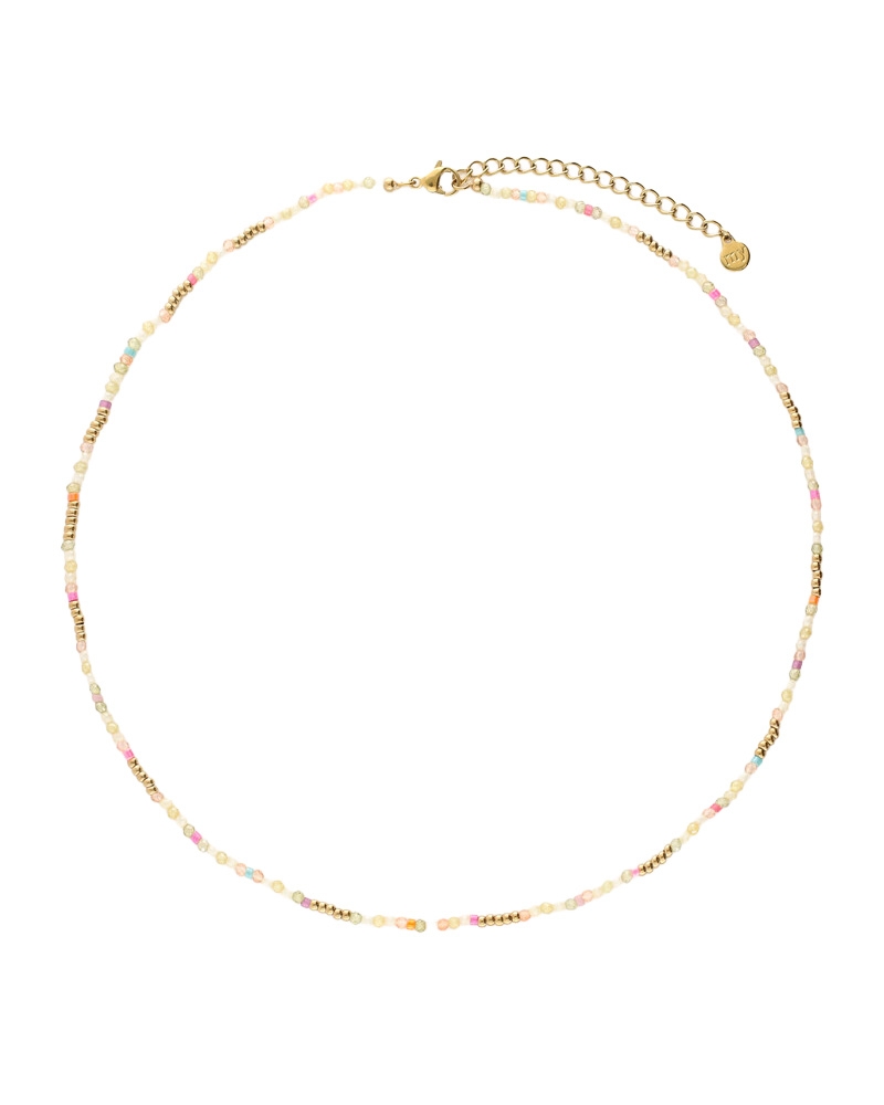 BOTANICAL KETTING MET GROENE KRALEN GOUD