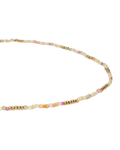 BOTANICAL KETTING MET GROENE KRALEN GOUD