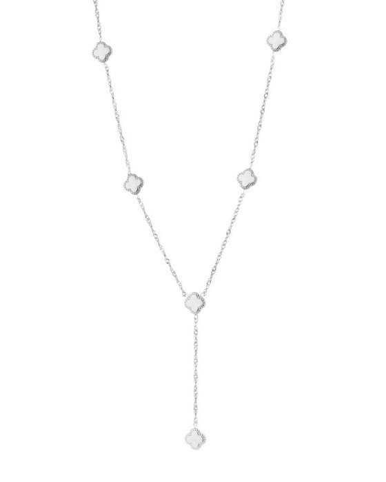 Y-KETTING MET KLAVERS ZILVER