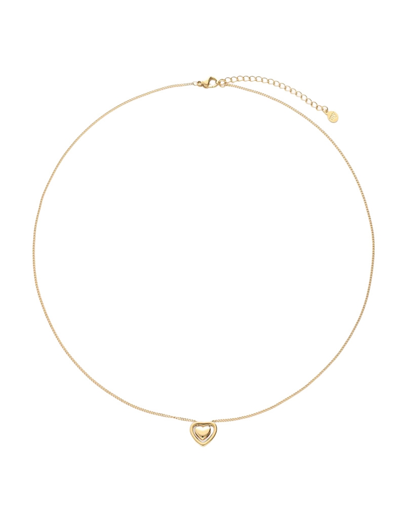 MINIMALISTISCHE KETTING MET DUBBEL HARTJE GOUD