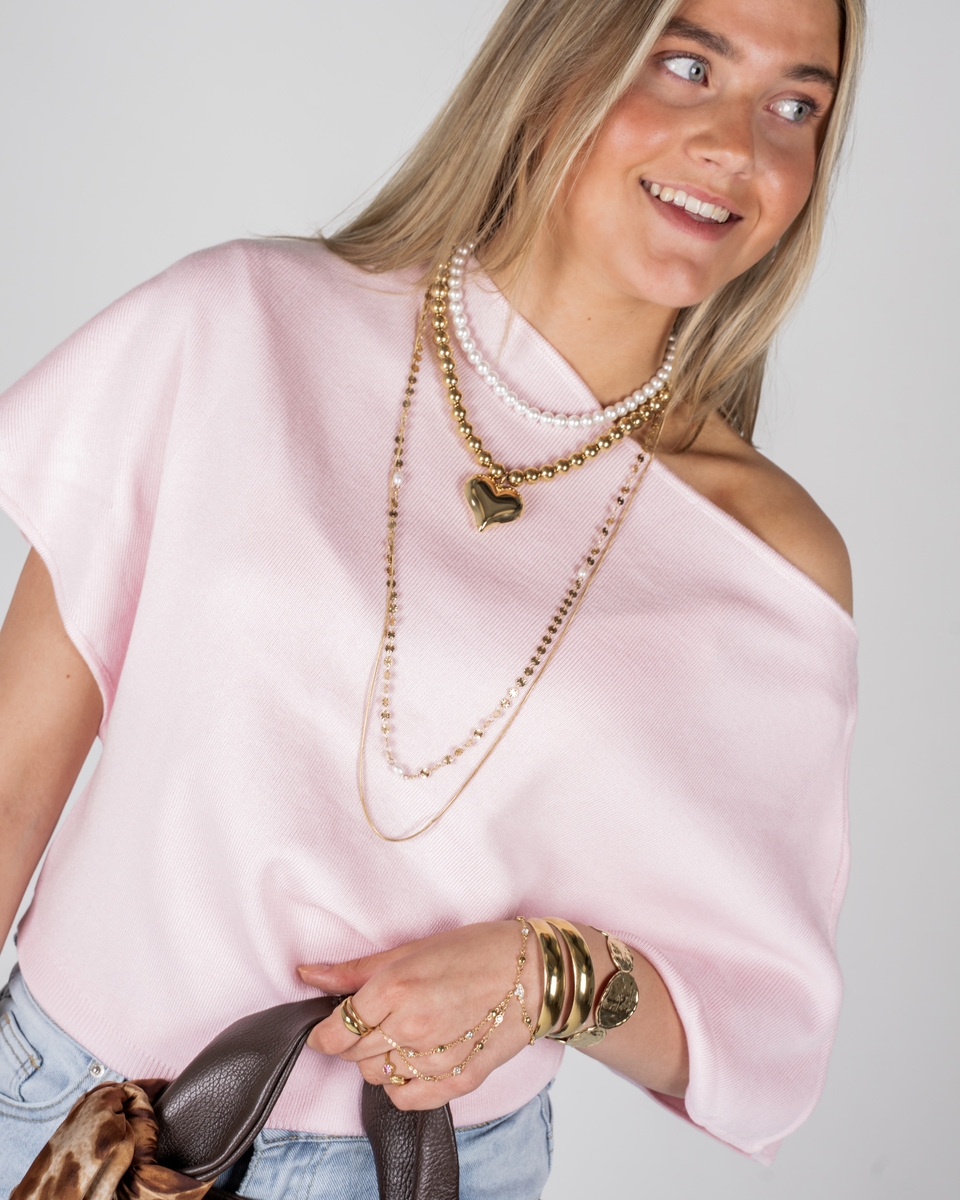 KETTING GOUDEN BALLEN MET HART GOUD