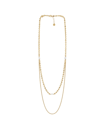 Gossip the Label DRIEDUBBELE KETTING MET PARELS GOUD