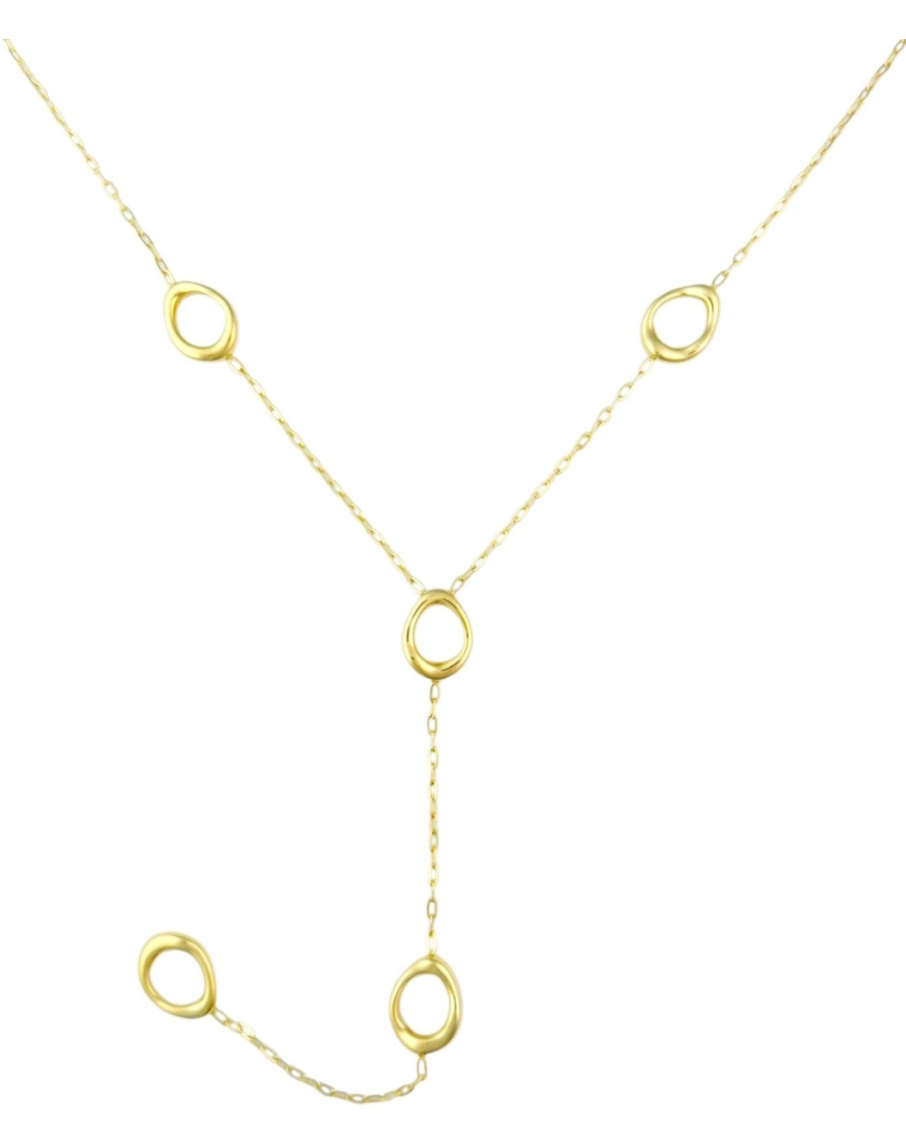 Y-KETTING OPEN CIRCLES GOUD