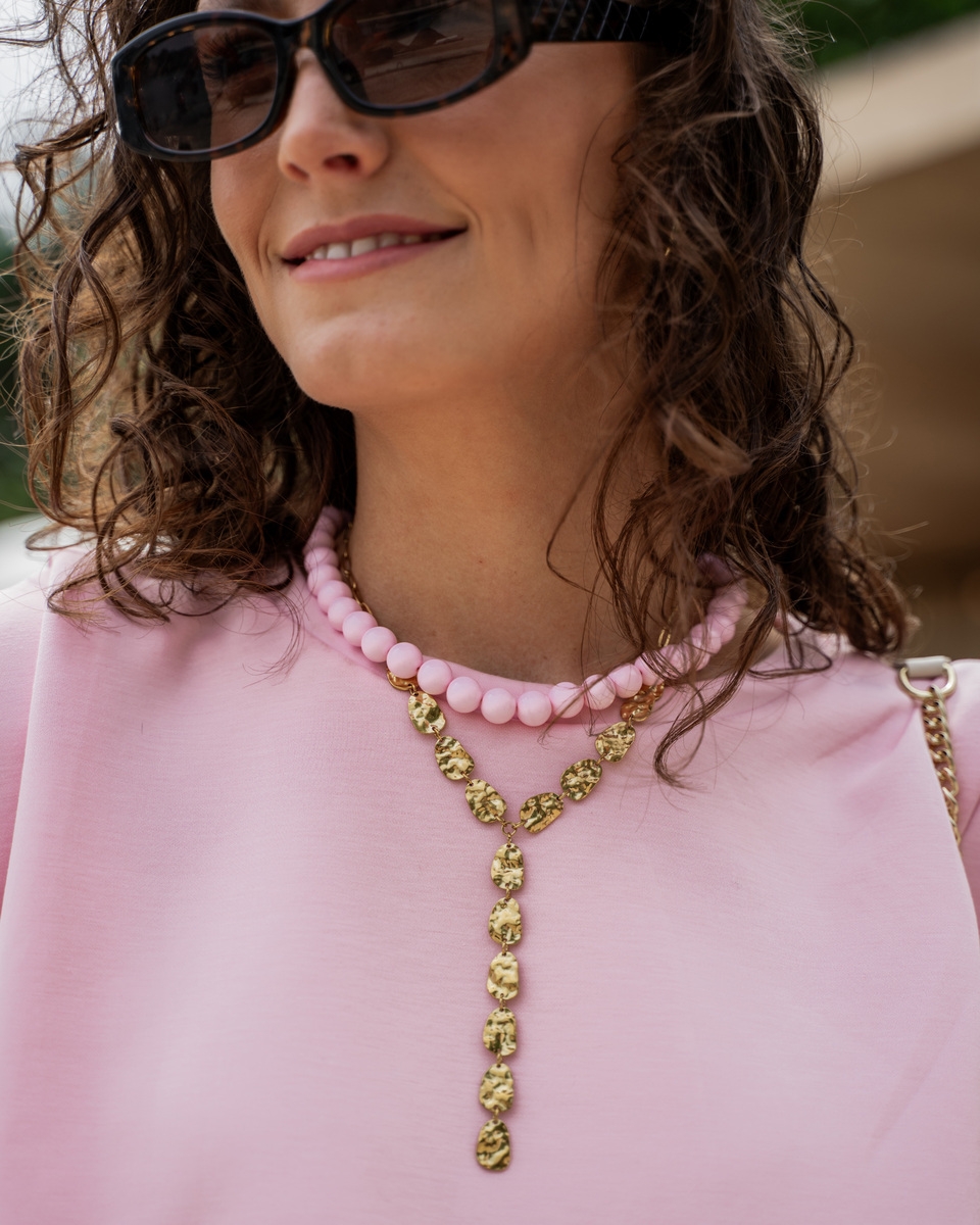 KETTING MET KRALEN ROZE