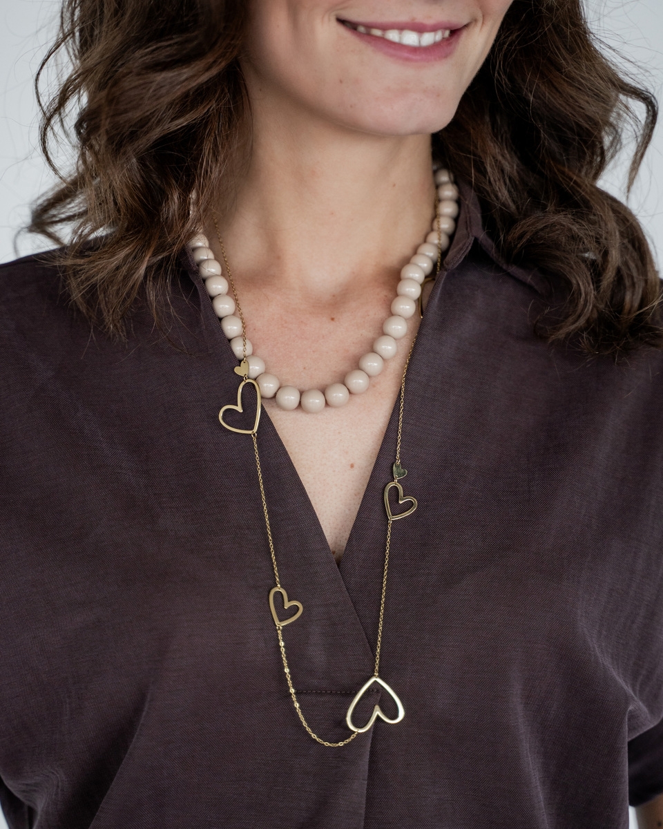 KETTING MET KRALEN BEIGE