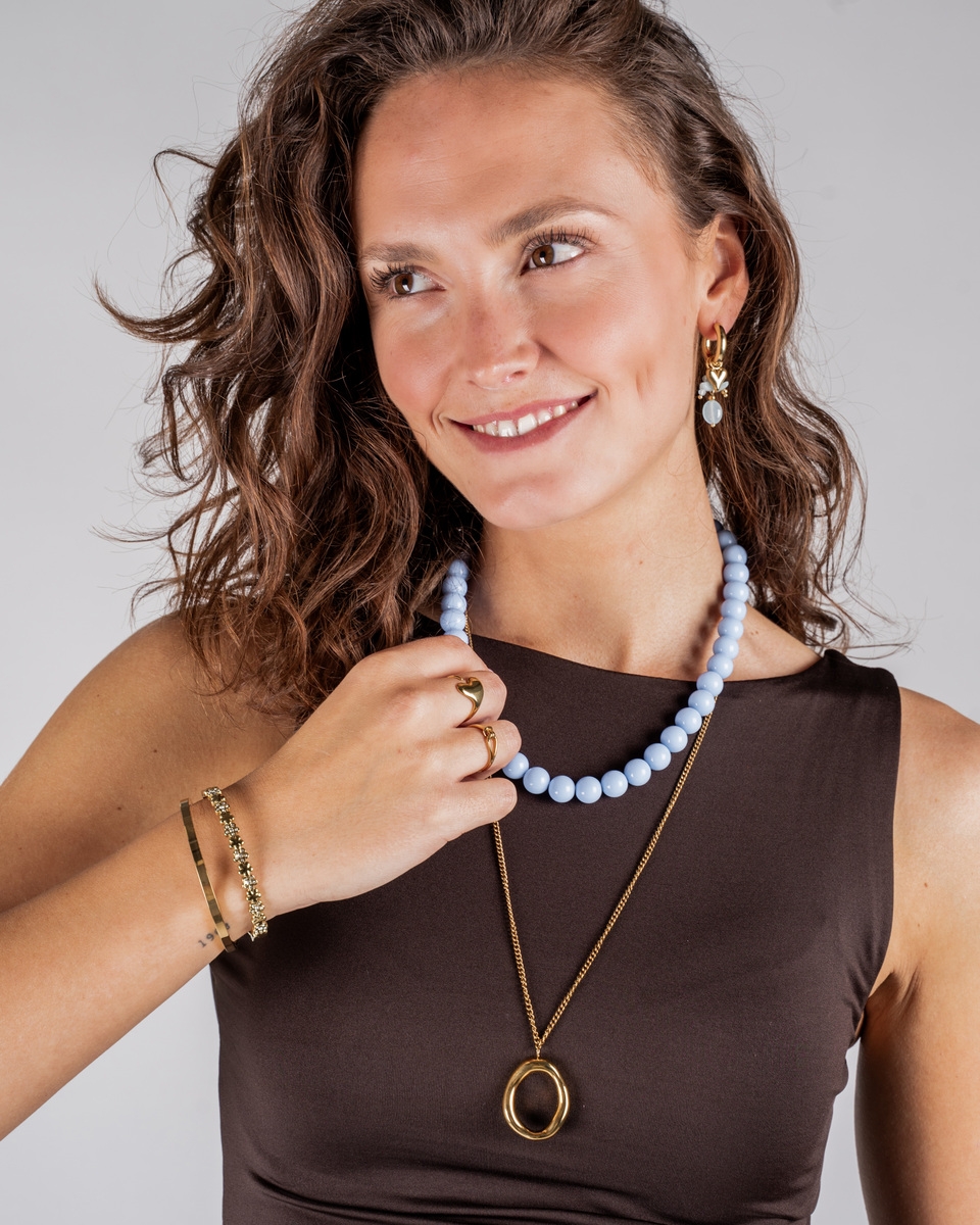 KETTING MET KRALEN LICHTBLAUW