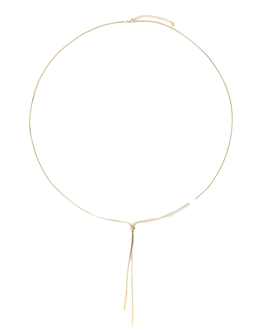 LANGE Y-KETTING MET STAAFJES GOUD
