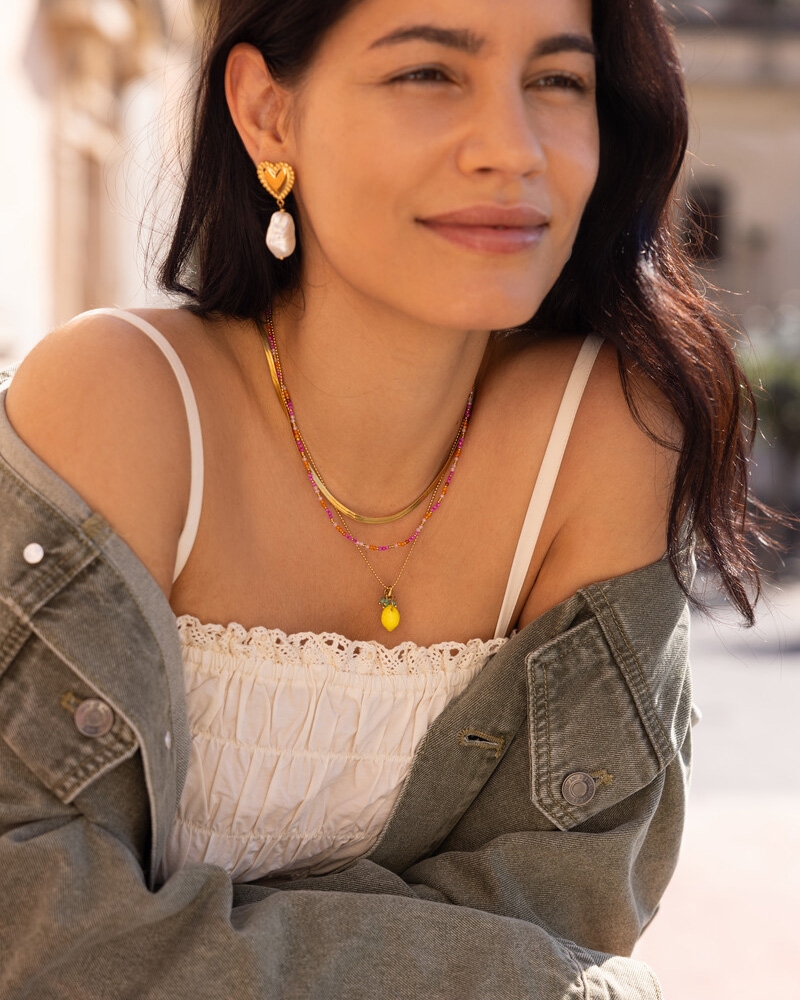 CIAO KRALENKETTING ROZE/ORANJE