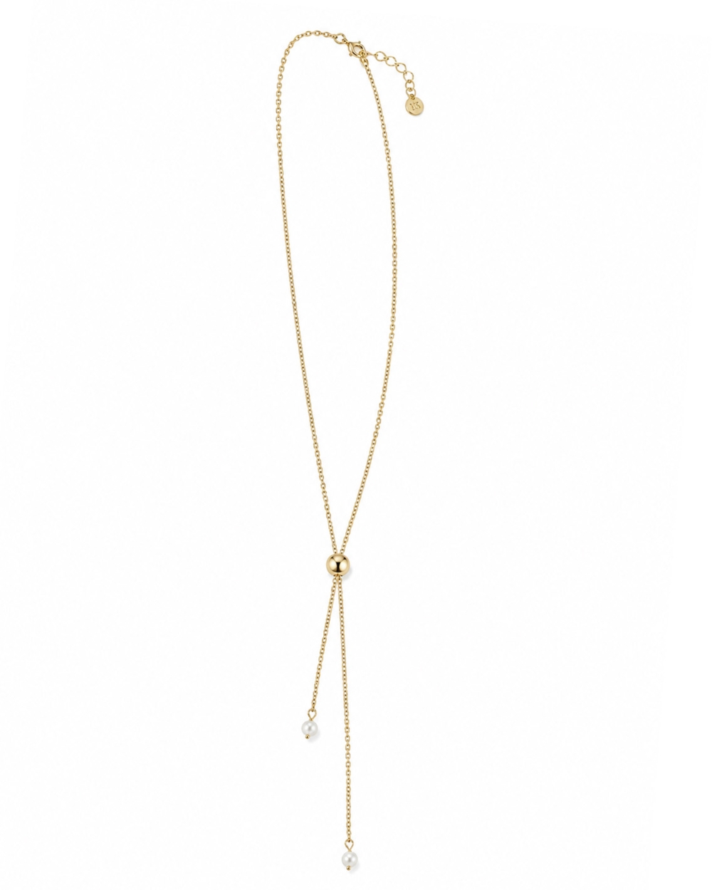 LANGE Y-KETTING MET PARELS GOUD