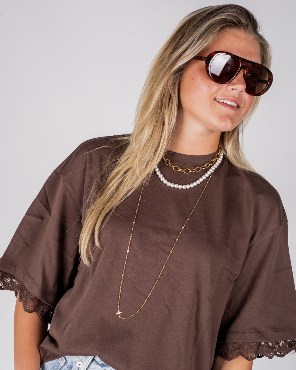 GOSSIP THE LABEL LANGE KETTING BOLLETJES EN ZON Goud