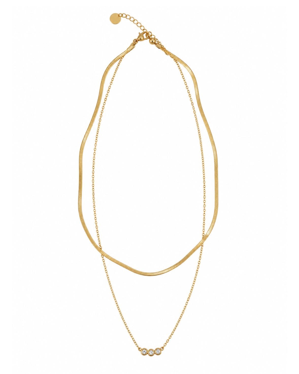 Gossip the Label DUBBELE KETTING SNAKE EN CRYSTAL Goud
