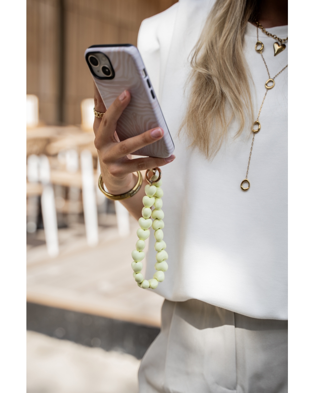 TELEFOONKOORD HARTJES GEEL 