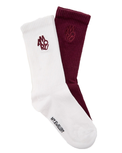 SOKKEN SET AMOUR BURGUNDY EN WIT