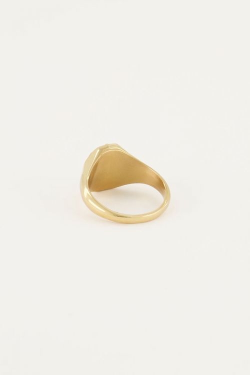 VINTAGE LOOK ZEGELRING MET MUNT GOUD