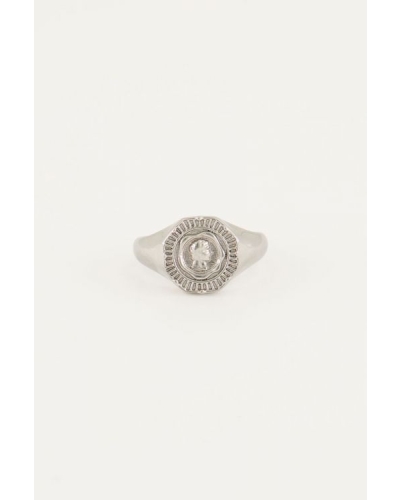 My Jewellery VINTAGE LOOK ZEGELRING MET MUNT ZILVER