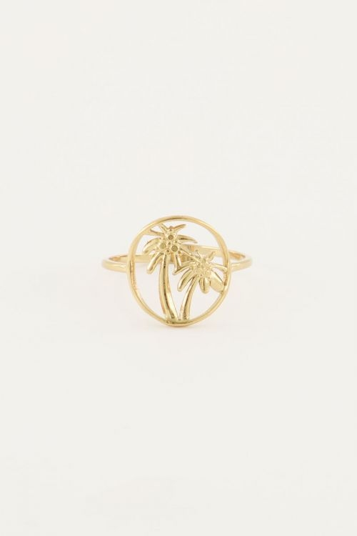RING TWEE PALMBOMEN GOUD