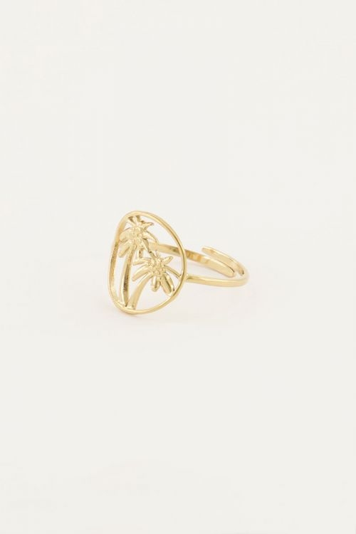 RING TWEE PALMBOMEN GOUD