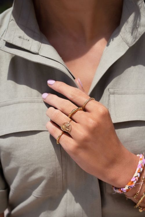 RING TWEE PALMBOMEN GOUD