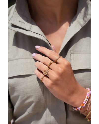RING TWEE PALMBOMEN GOUD
