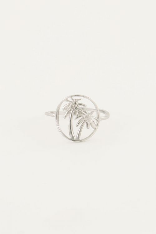 RING TWEE PALMBOMEN ZILVER