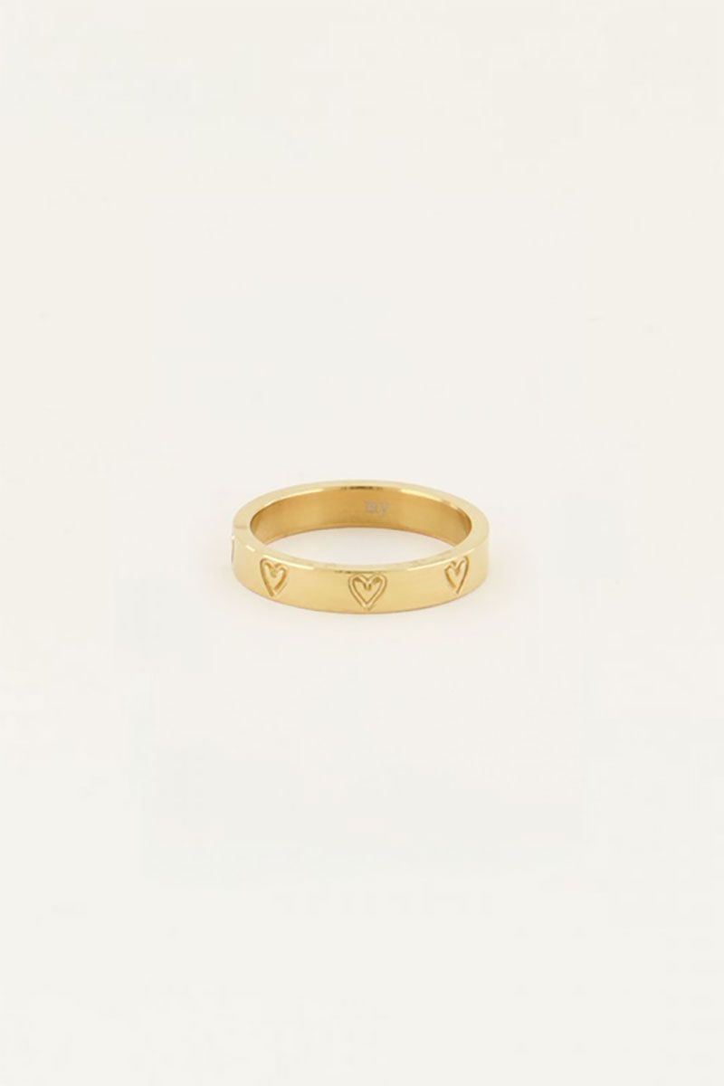 RING HEART ENGRAVED GOUD