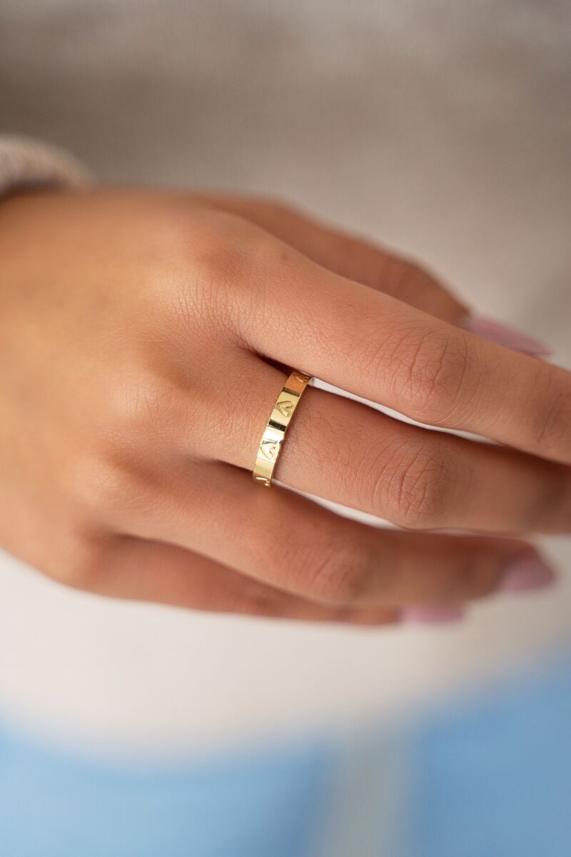 RING HEART ENGRAVED GOUD