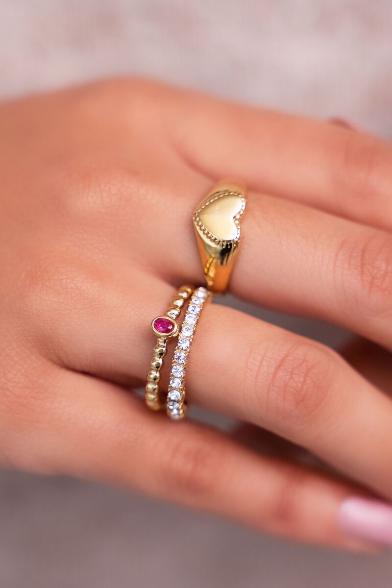 ZEGELRING MET HARTJE GOUD