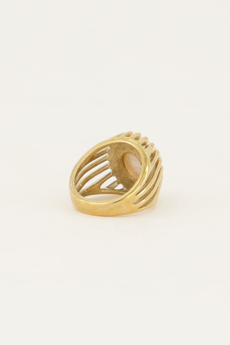 Statement ring met parel goud