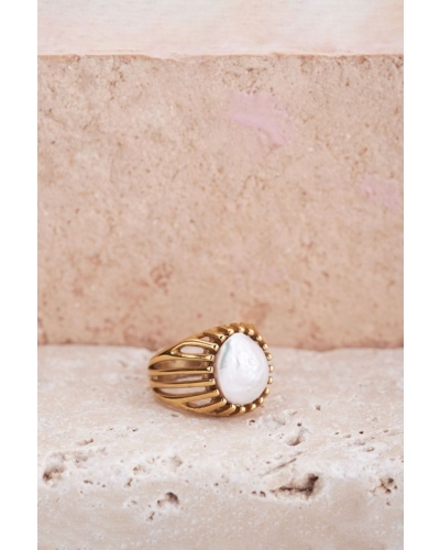 Statement ring met parel goud