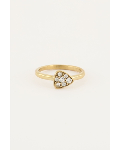 My Jewellery RING DRIEHOEK STRASS GOUD