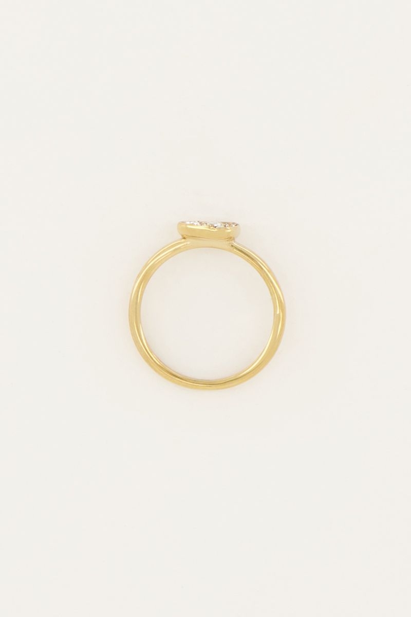 RING DRIEHOEK STRASS GOUD