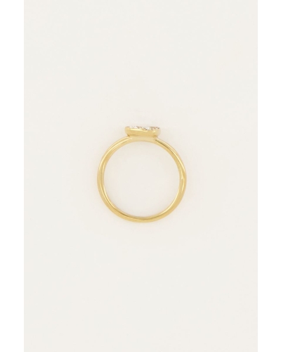 RING DRIEHOEK STRASS GOUD