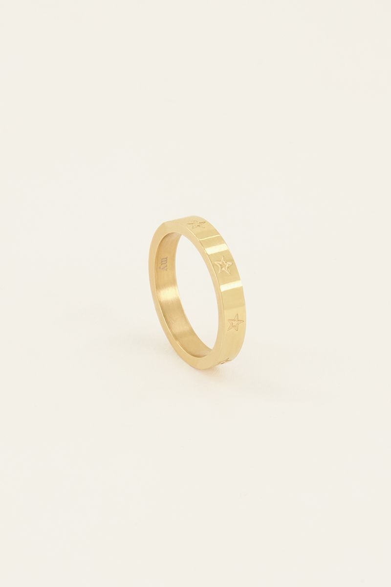  RING ENGRAVED STARS GOUD