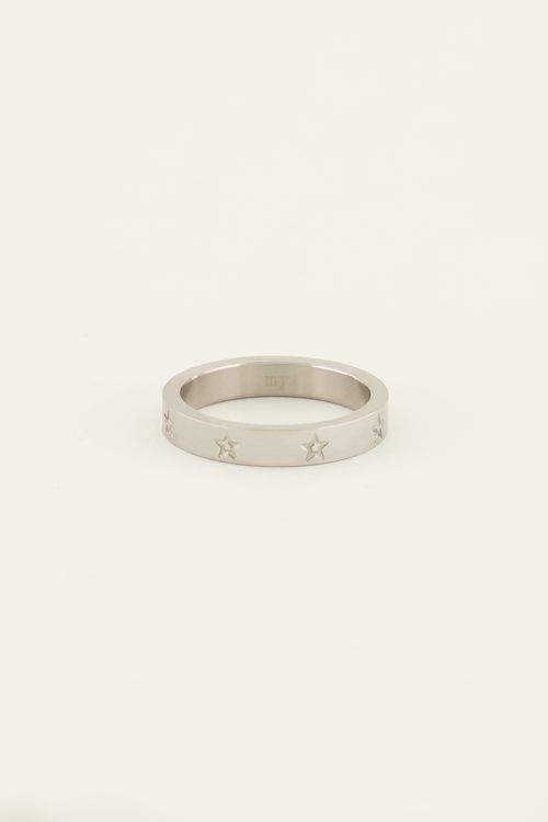 RING ENGRAVED STARS ZILVER