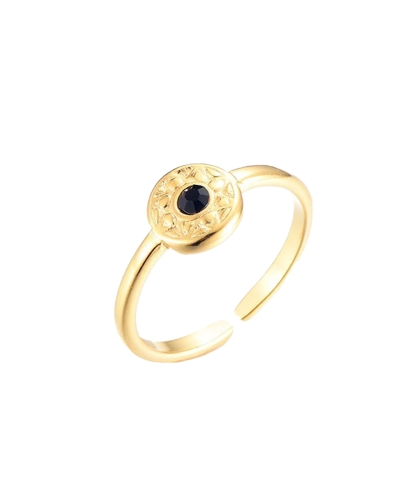 RING CIRKEL EN ZWARTE STEEN GOUD