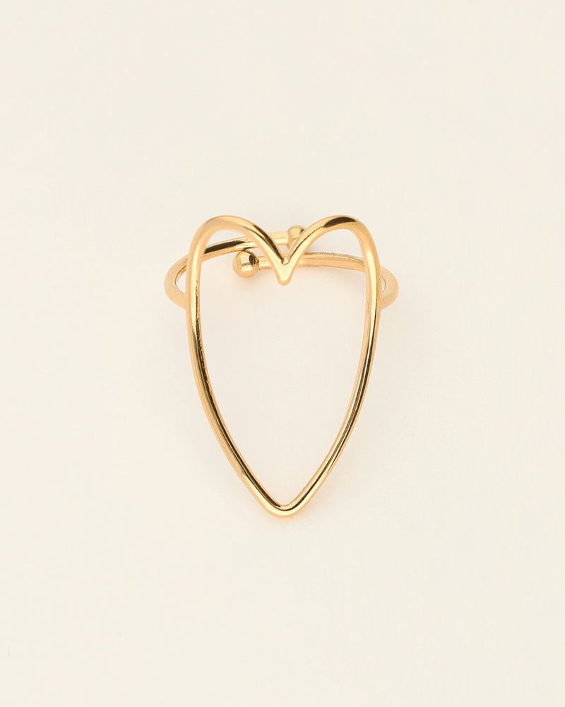 RING OPEN HART GOUD