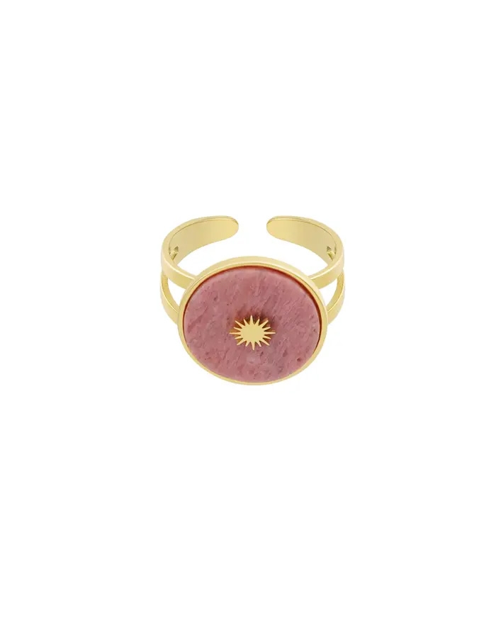 RING MET STEEN EN DETAILS ROZE