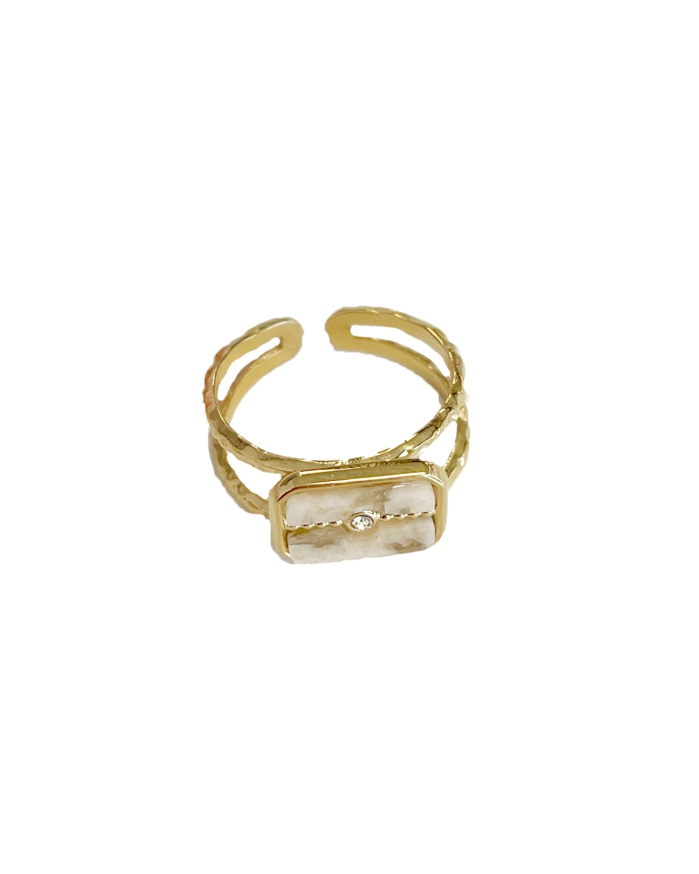 RING VINTAGE VIERKANT BEIGE