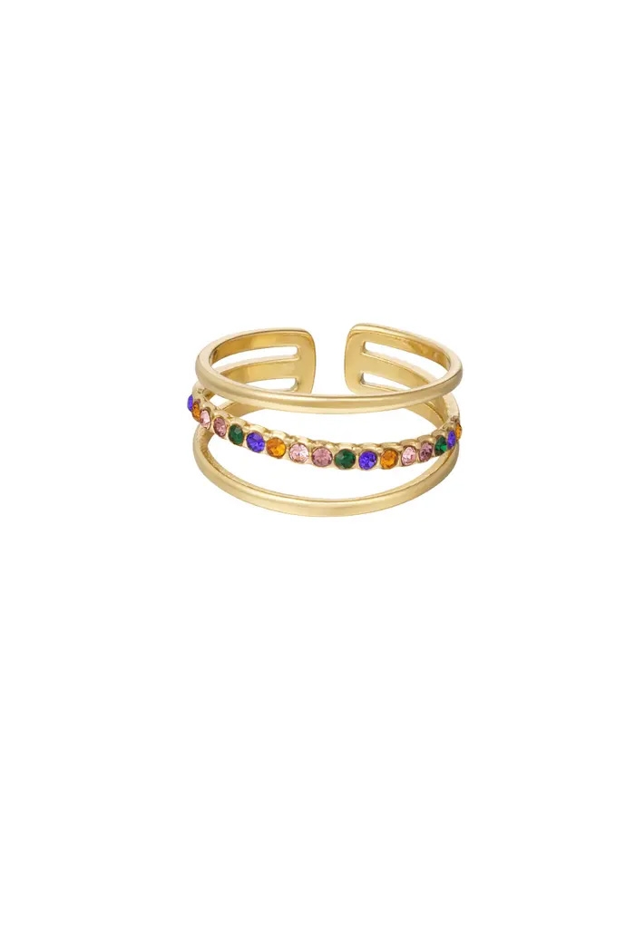 RING DRIE LAAGS MET RIJ STEENTJES MULTI