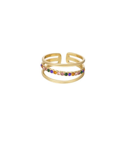 RING DRIE LAAGS MET RIJ STEENTJES MULTI